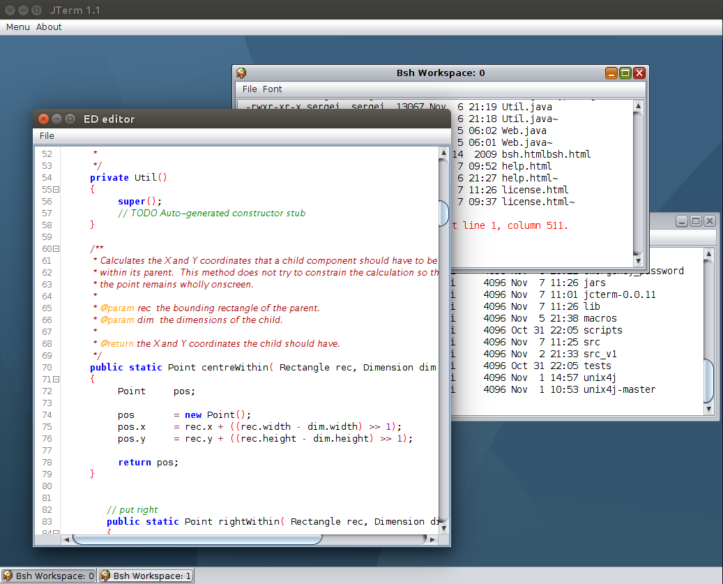 Screenshot JTerm Java terminal