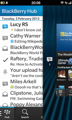 Blackberry Hub being 'peeked' at from Blackberry World on a Blackberry Z10.png