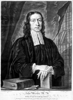 John Wesley. Mezzotint by J. Faber, junior, 1743, after J. W Wellcome M0000736.jpg