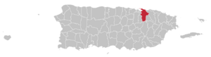 Map of Puerto Rico highlighting San Juan Municipality