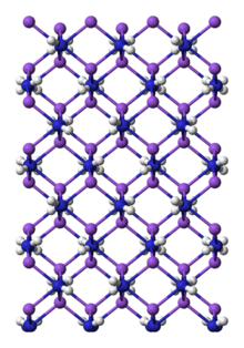 Ball and stick, unit cell model of sodium amide