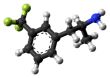 Ball-and-stick model of the norfenfluramine molecule