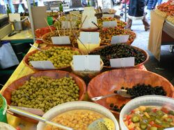 Olives at a market in Toulon, France