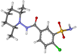 Clopamide ball-and-stick.png