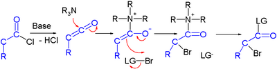 Acid chloride bromination reaction mechanism Dogo-Isonagie 2006