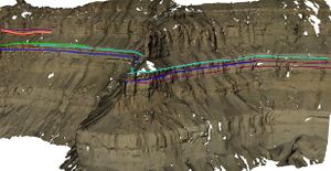 An example of a digital outcrop model with geological interpretations, near to Green River, Utah, USA.