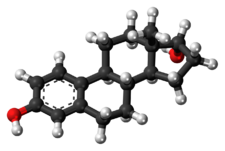 Ball-and-stick model of the alfatradiol molecule