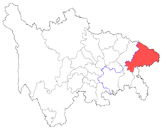 Location of Wanxian Prefecture within Sichuan.png
