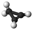 Ball and stick model of cyclopropene