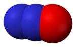 Space-filling model of nitrous oxide