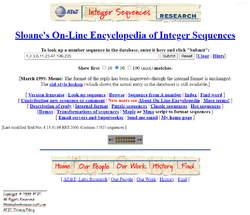 1999 "Integer Sequences" web page