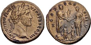 Coin commemorating the betrothal of Marcus Aurelius to his eventual wife Faustina.