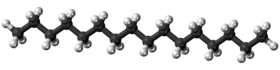 Ball-and-stick model of the hexadecane molecule