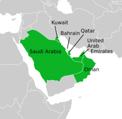 Map indicating GCC members