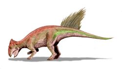 Artist's reconstruction of ceratopsian dinosaur Liaoceratops yanzigouensis