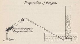 An experiment setup with test tubes to prepare oxygen