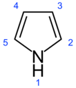 Numbered skeletal formula of pyrrole