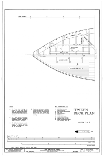 File:'Tween Deck Plan, Section 1 of 5 - Ship BALCLUTHA, 2905 Hyde Street Pier, San Francisco, San Francisco County, CA HAER CAL,38-SANFRA,200- (sheet 23 of 69).png