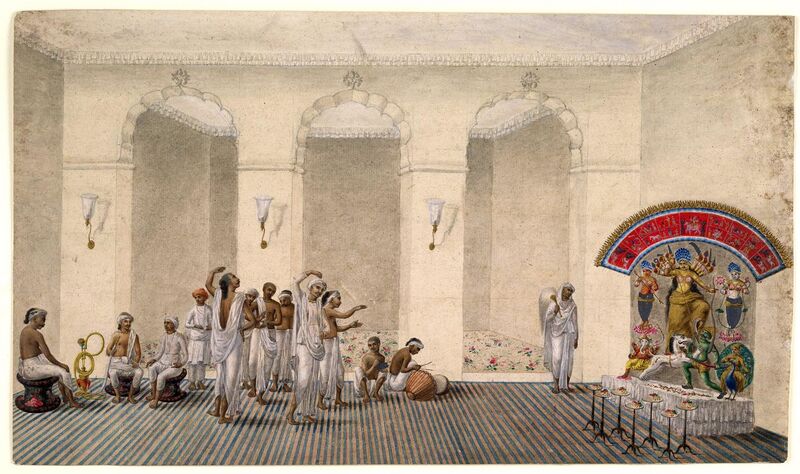 File:Durga Puja, 1809 watercolour painting in Patna Style.jpg