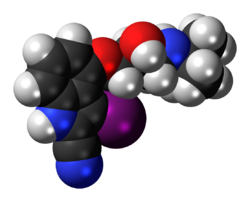 Space-filling model of the iodocyanopindolol molecule