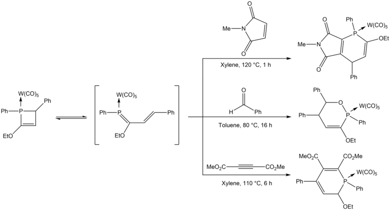 File:Mathey et. al 1,2-dihydrophosphate reactions as masked 1-phosphabutadiene.png