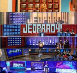 Various screen shots of the Jeopardy! set
