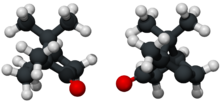 Ball and stick model of camphor (both enantiomers).