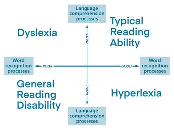 The Simple View of Reading proposes four broad categories of developing readers: typical readers; poor readers; dyslexics; and hyperlexics.