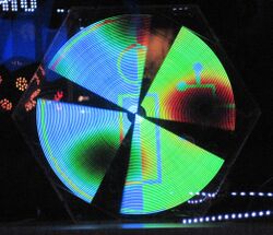 A spinning LED display.