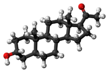 Ball-and-stick model of the allopregnanolone molecule