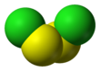 Spacefill model of disulfur dichloride