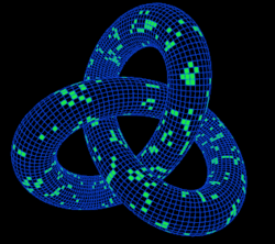 Game of Life on the surface of a trefoil knot