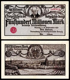 Schopenhauer depicted on a 500 million Danzig papiermark note (1923)