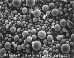 Fly ash particles shown at 2,000 times magnification