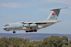 PLAAF Ilyushin Il-76 landing at Perth Airport.jpg