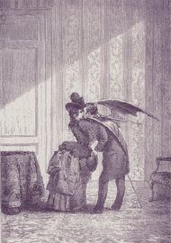 An image of a woman kissing a man with wings.