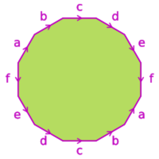 File:Dodecagon with opposite faces identified.svg