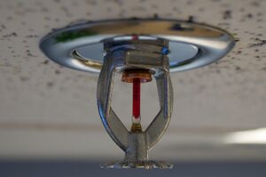 Fire sprinkler mounted on the ceiling