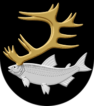 Coat of arms of Inari, a fish with antlers