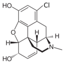 Chemical structure of 1-chlorocodeine.