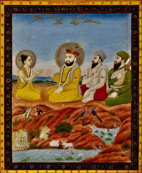 File:19th century Janam Sakhi, Guru Nanak meets the Vishnu devotee Praladh.jpg