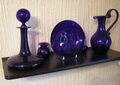 Several examples of deep blue glass
