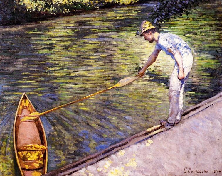 File:Gustave Caillebotte Boater Pulling on His Perissoire.jpg