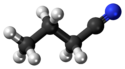 Ball-and-stick model of the butyronitrile molecule