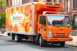 A delivery truck from an online grocery delivery service.