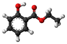 Ball-and-stick model of the ethyl salicylate molecule