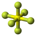 Ball and stick model of sulfur hexafluoride