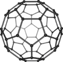 A schematic depiction of a Buckminsterfullerene molecule