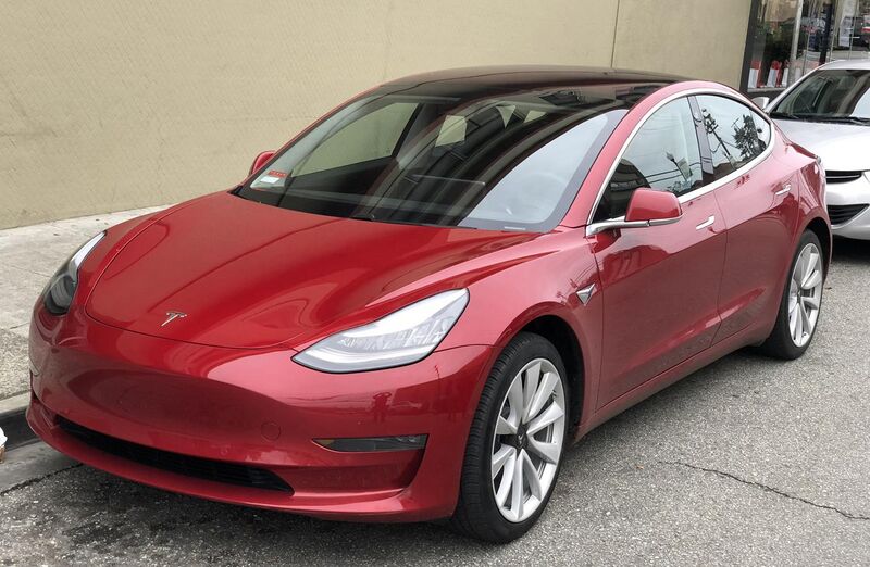 File:Tesla Model 3 parked, front driver side.jpg
