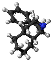 Ball-and-stick model of morphinan